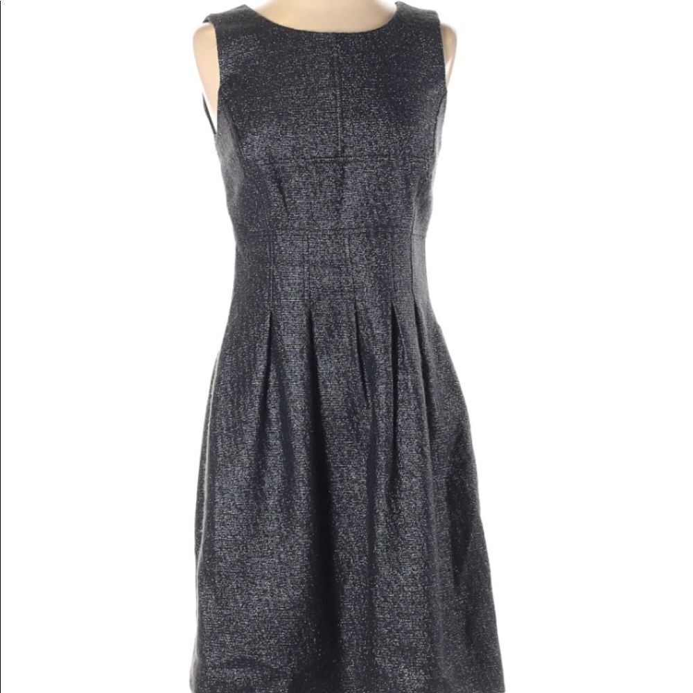 Lela Rose Metallic Black Midi Dress